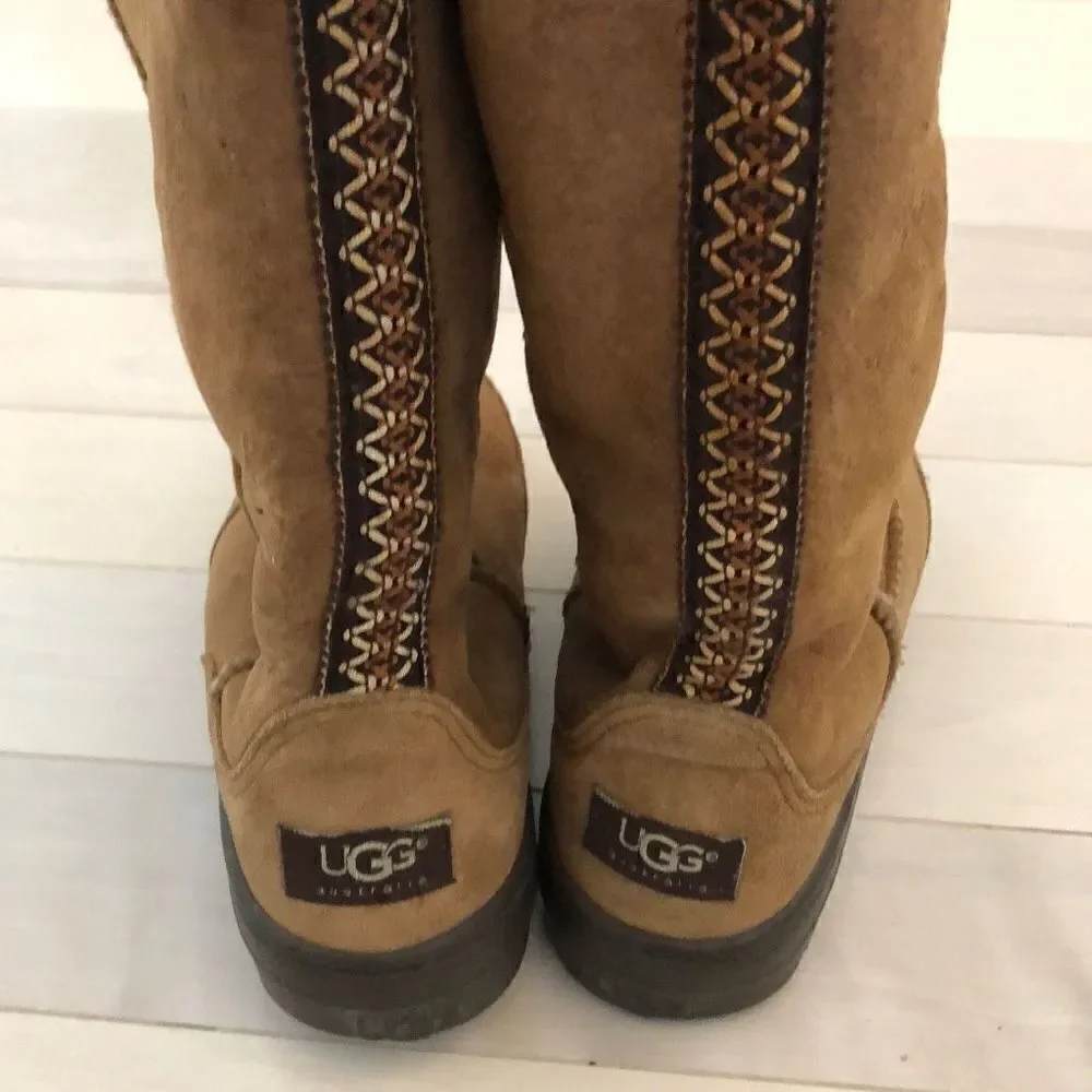 UGG Women's Braided Sheepskin Ultra Tall Wool Boots Brown Size 6  UGG Women's Br